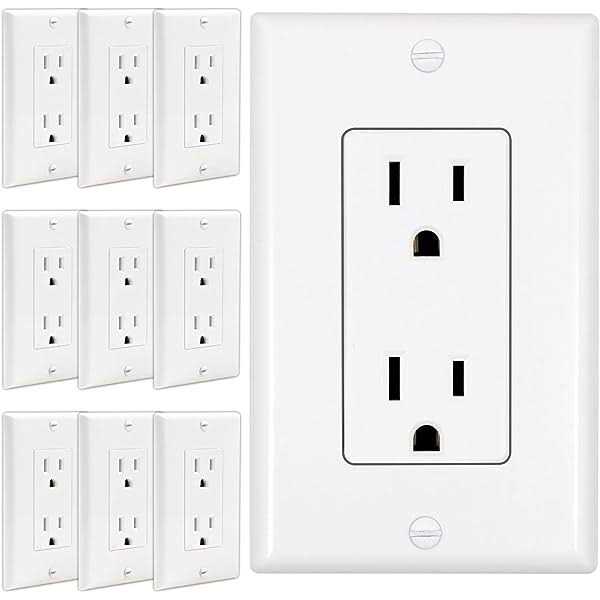 ThunderWay Decorator Receptacle Outlet with Wall Plate Non-Tamper-Resistant Electrical Outlet