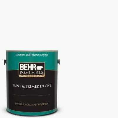 BEHR PREMIUM PLUS 1 gal. #PR-W15 Ultra Pure White Semi-Gloss Enamel Exterior Paint & Primer