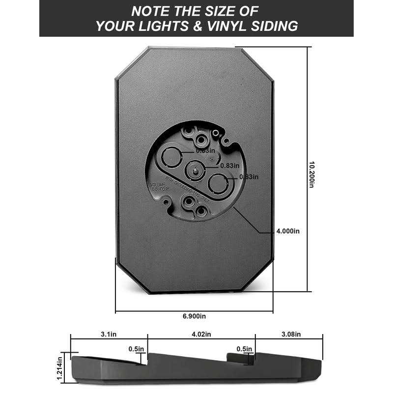 Vapikirv Siding Mounting Kit, Black Outdoor Light Mounting Block with Built-in Box, Siding Mounting Plate for 1/2 inch Lap Double and 4 inch Siding