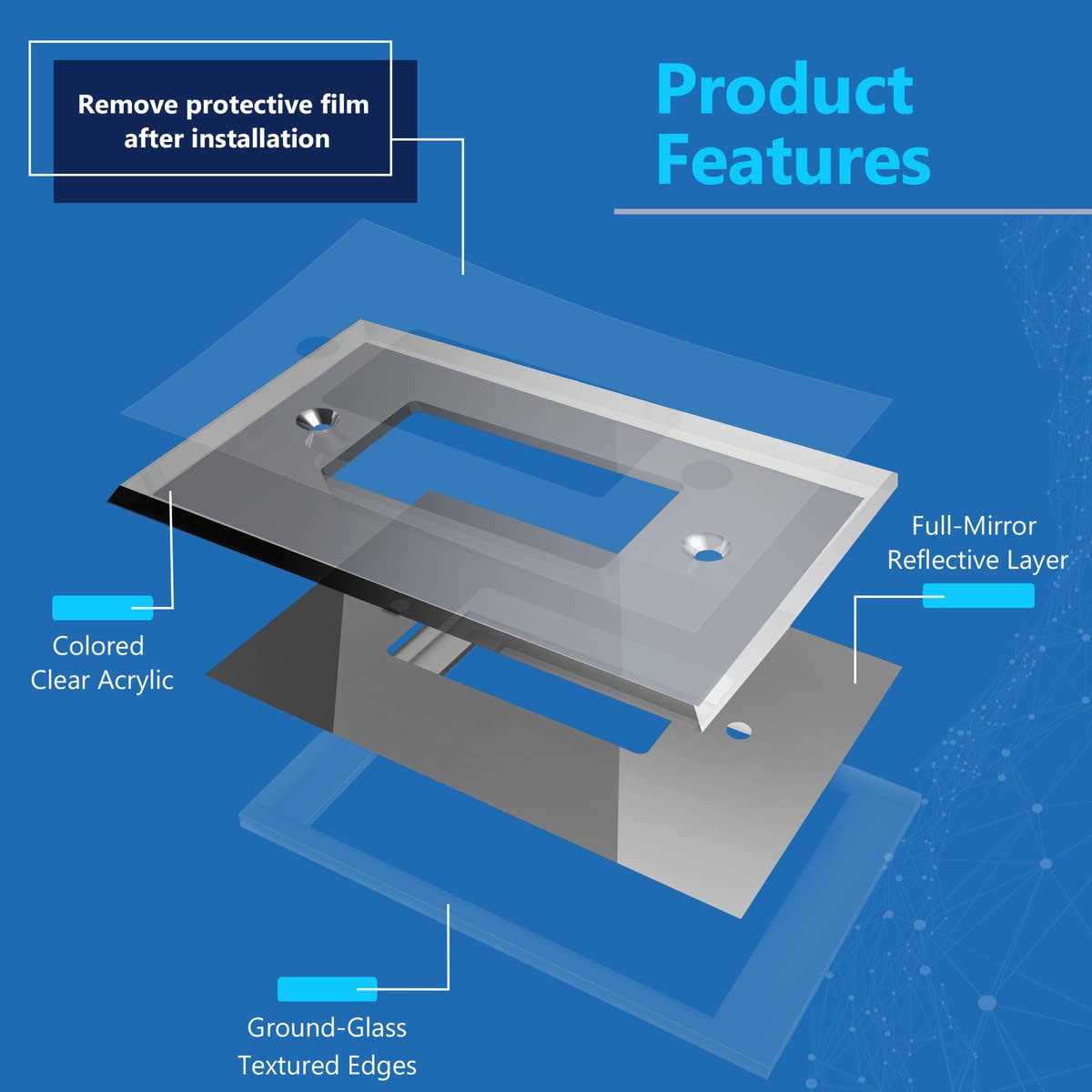 LIDER Decorator Wall Plate, Mirrored Light Switch Plate, Plexiglass Outlet Cover or Light Switch Cover