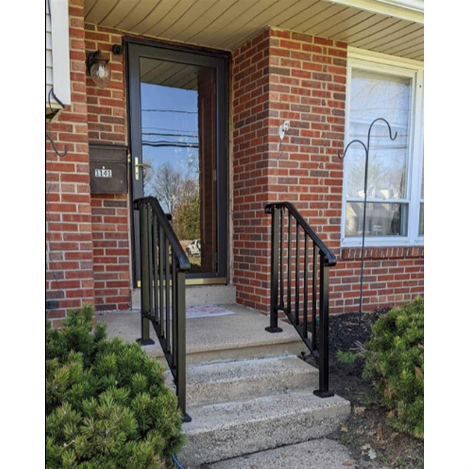 Metty Metal Hand Rails for Outdoor Steps Wrought Iron Stair Railing Set for 1 to 5 Step