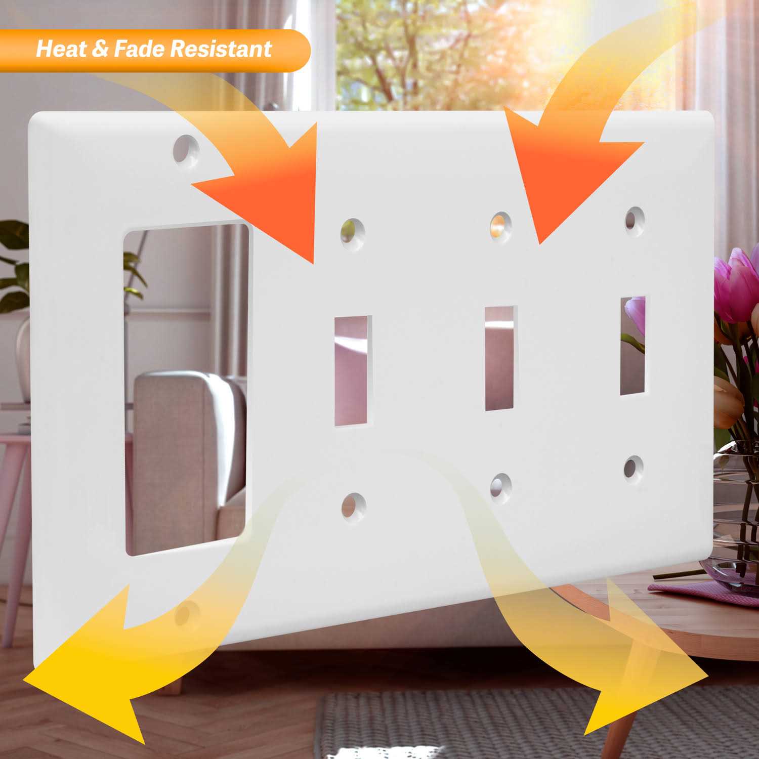 Enerlites Combination Triple Toggle/Single Decorator Rocker Outlet Wall Plate