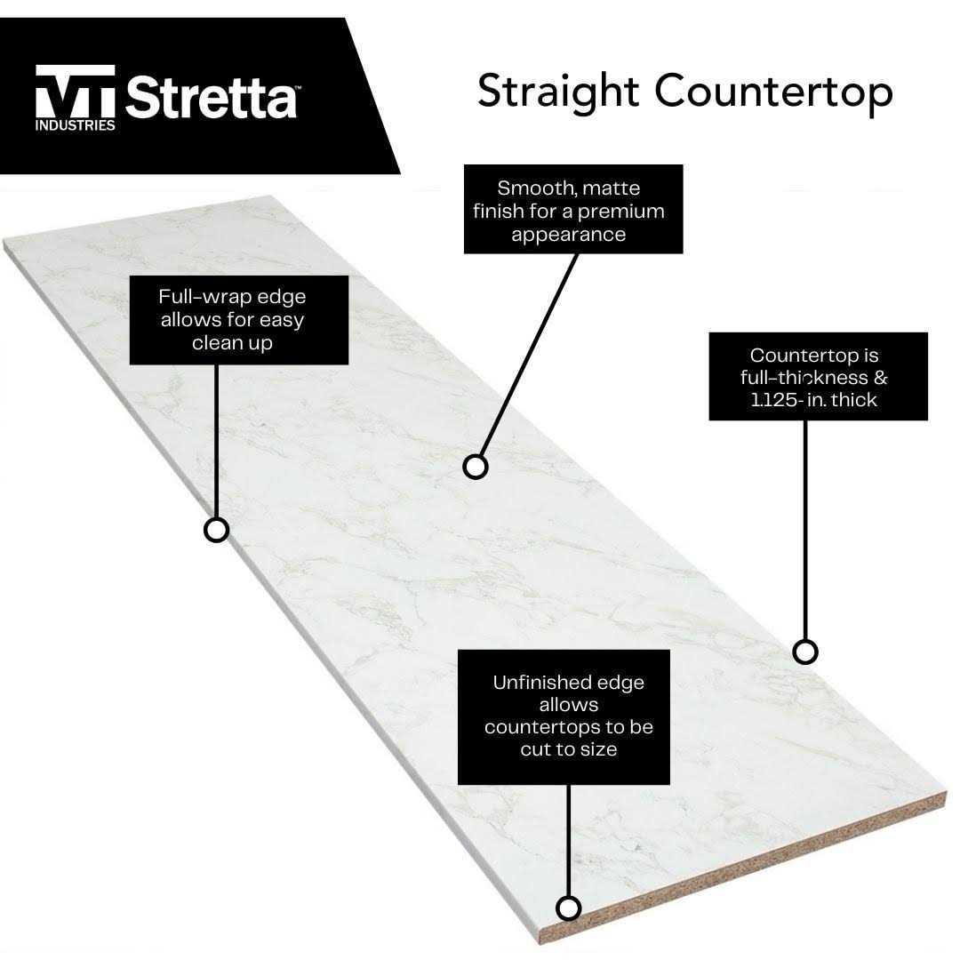 Stretta White Marble Straight Laminate Kitchen Countertop
