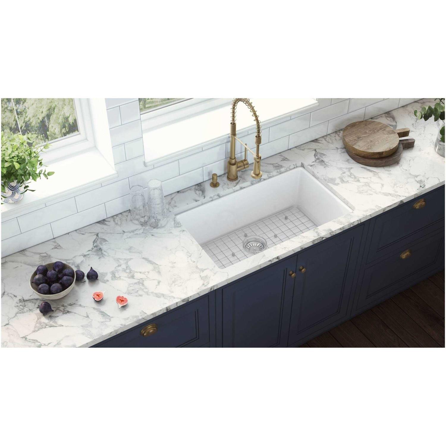 Ruvati 30-inch Fireclay Undermount/Drop-in Topmount Kitchen Sink Single Bowl RVL3030WH