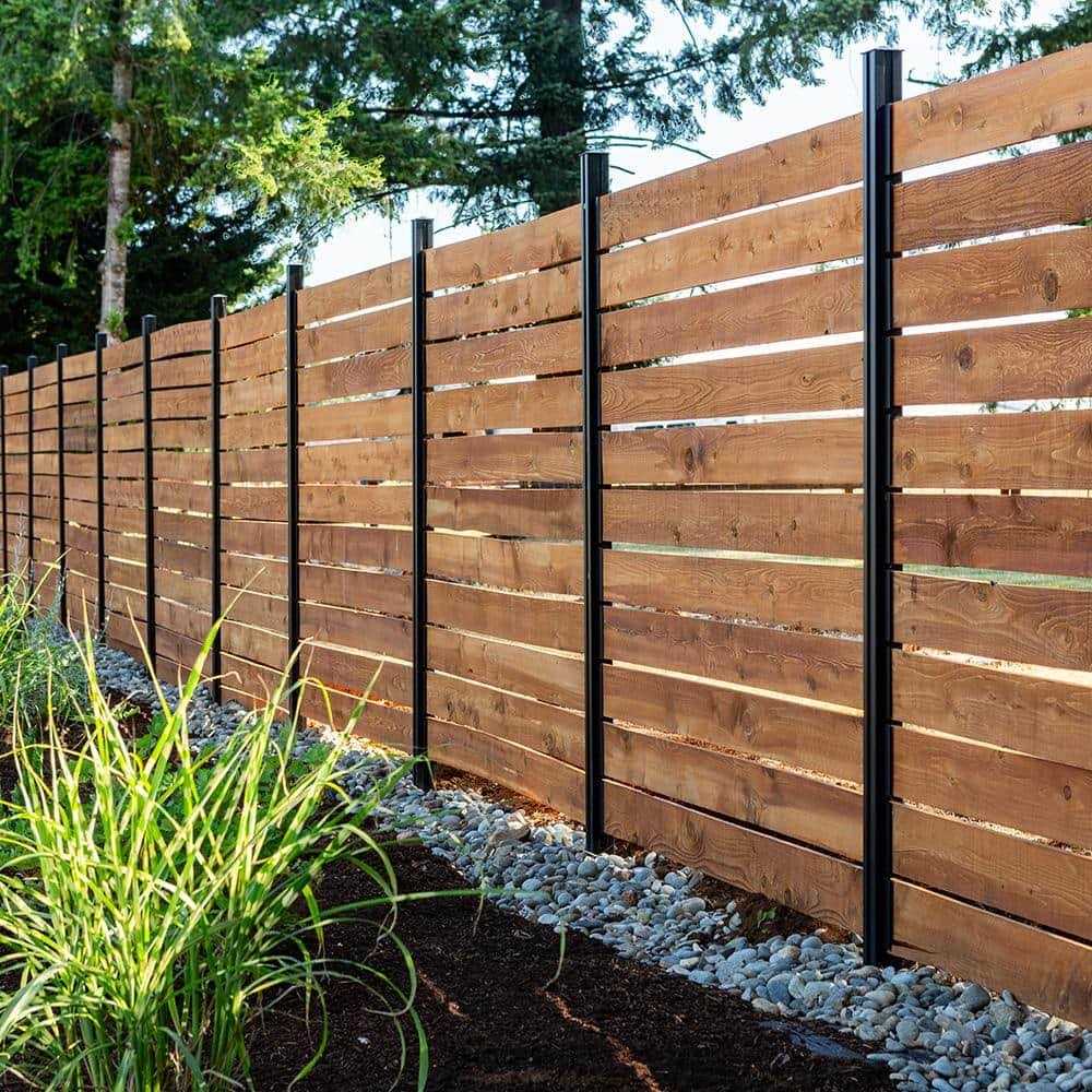 Peak Products Modular Fencing 94 in. H Matte Black Aluminum in-Ground Post for A 6 ft. H Outdoor Privacy Fence System