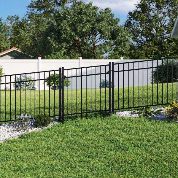 Barrette Outdoor Living Natural Reflections Standard-Duty H x 6 ft. W Black Aluminum Pre-Assembled Fence Panel 73002245
