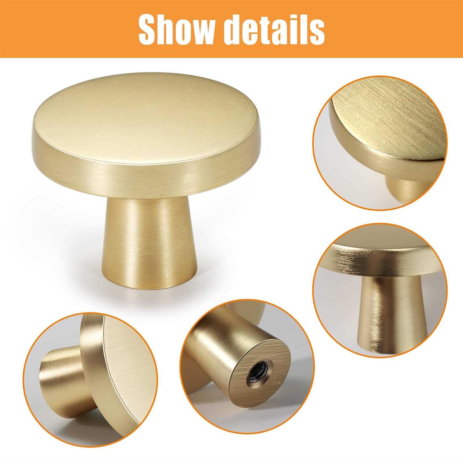 VEHCIL Round Cabinet Knobs Single Hole Cabinet Hardware for Kitchen Cupboard Closet Bathroom Dresser Drawer,Modern