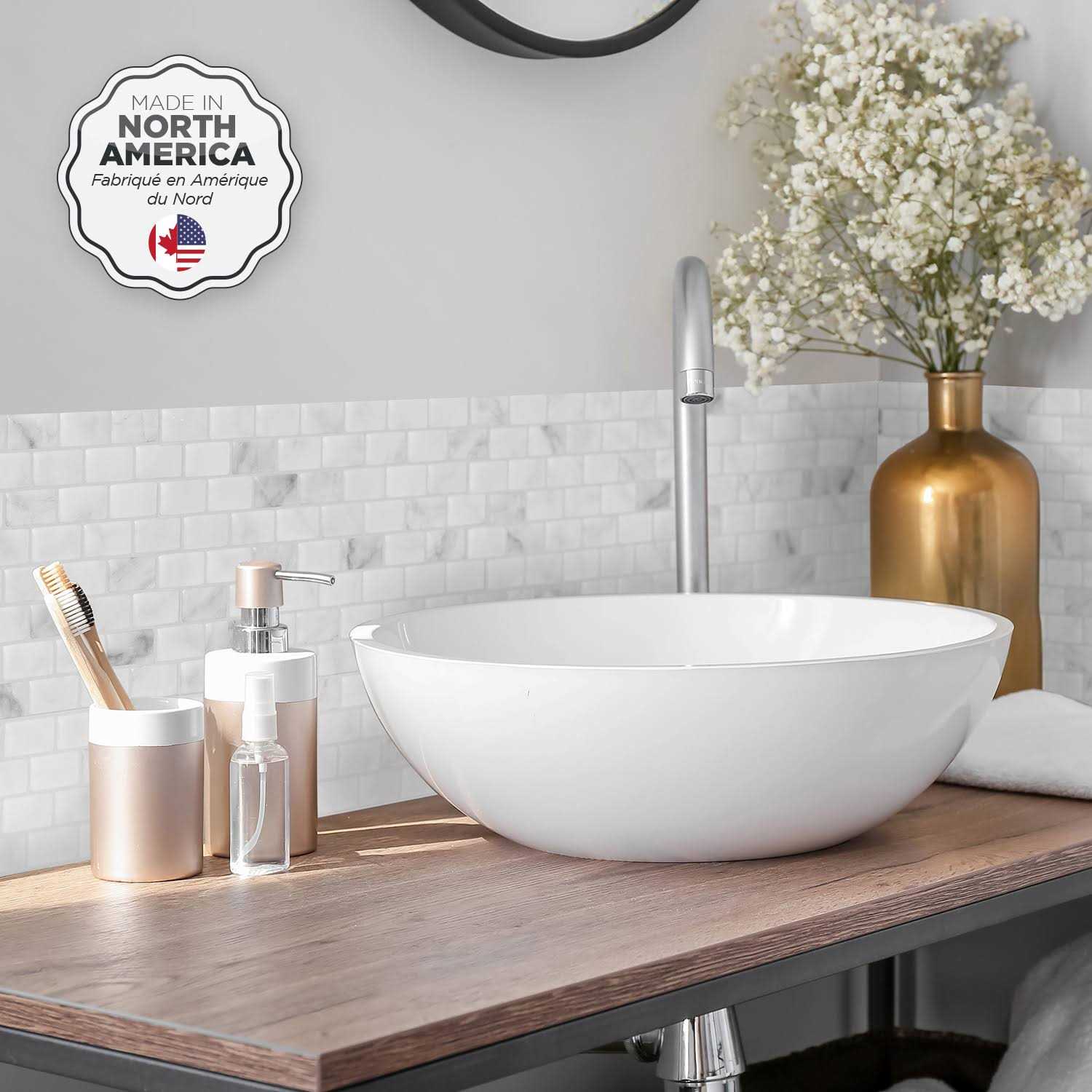 Smart Tiles Ravenna Bianco 9.8 in. X 9.74 in. Peel and Stick Backsplash for Kitchen