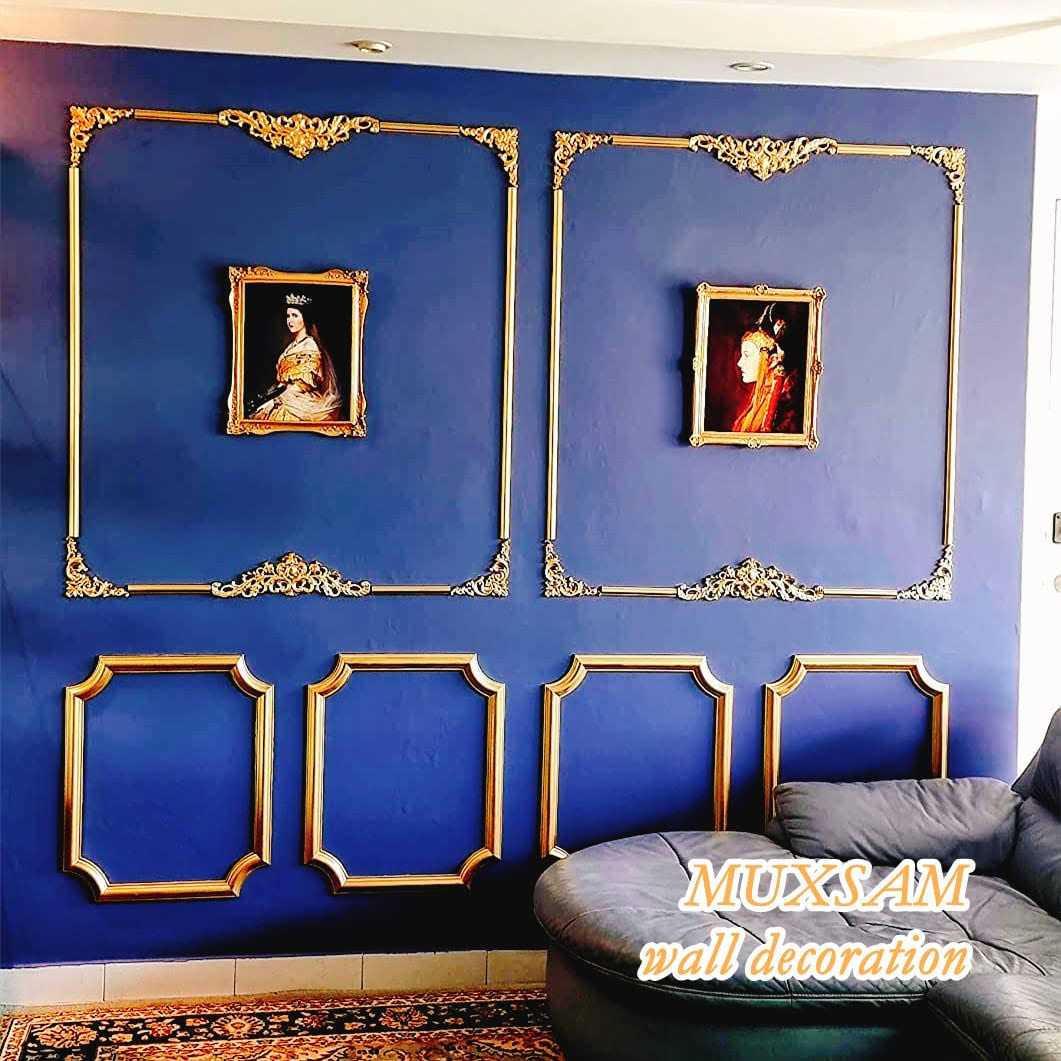 MUXSAM Long Wood Carved Appliques Onlays 2-Pack Unpainted Decorative Corner Carving Decals Set for Wall Door Cabinet Mirror Closet Wardrobe Dresser