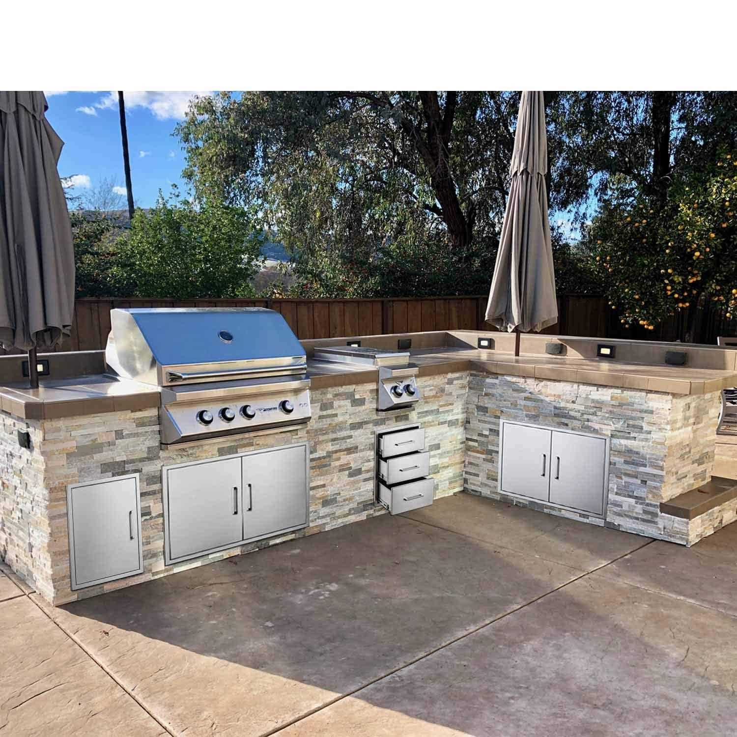 yuxiangBBQ Outdoor Kitchen Doors Stainless Steel BBQ Double Access Door,Flush Mount for Outdoor Kitchen and BBQ Island