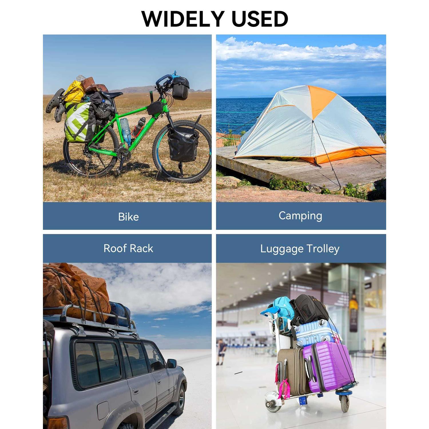 Real Heavy Duty Carabiner Bungee Cords Outdoor with 190 Lbs Max Break Strength