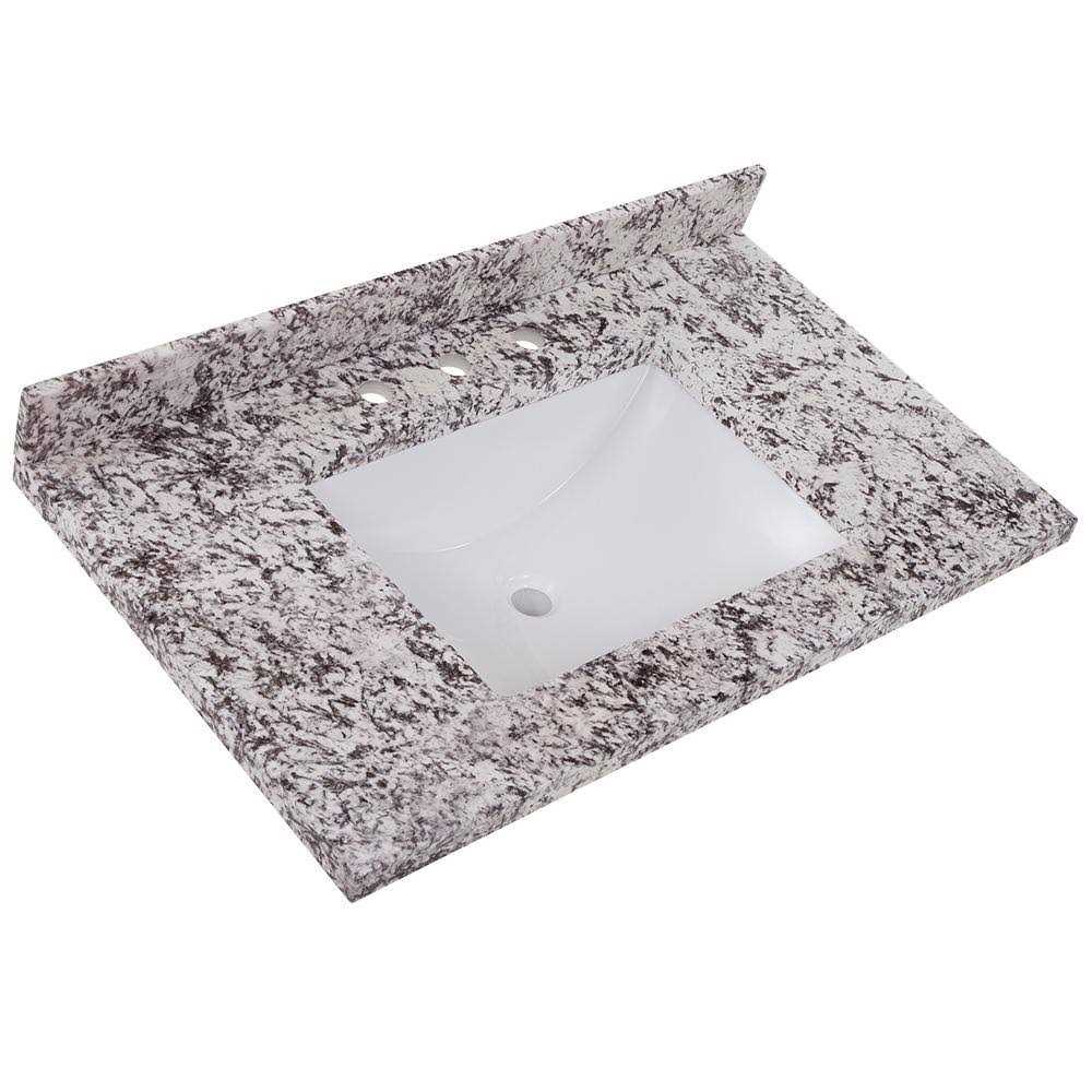 Home Decorators Collection 22 in. D Stone Effects Cultured Marble Vanity Top in Bianco Antico with Undermount White Sink