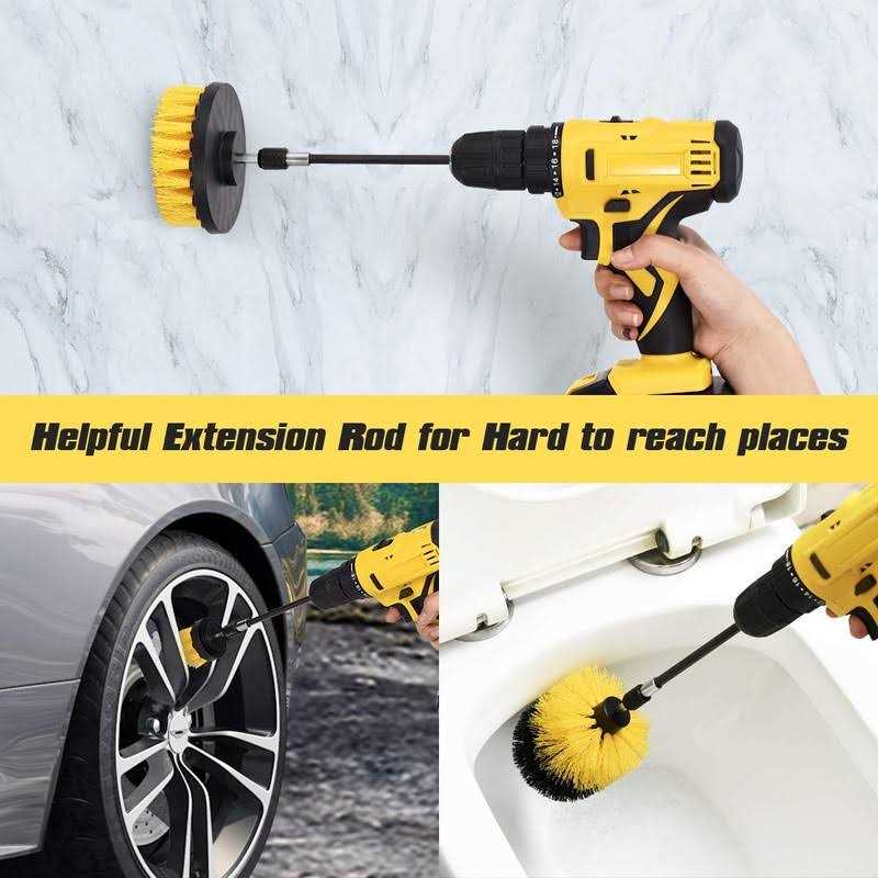 Shieldpro Drill Brush Attachment Set,Power Cleaning Scrub Brush,All Purpose Drill Brushes with Extend Long Attachment for Bathroom and Kitchen Surface