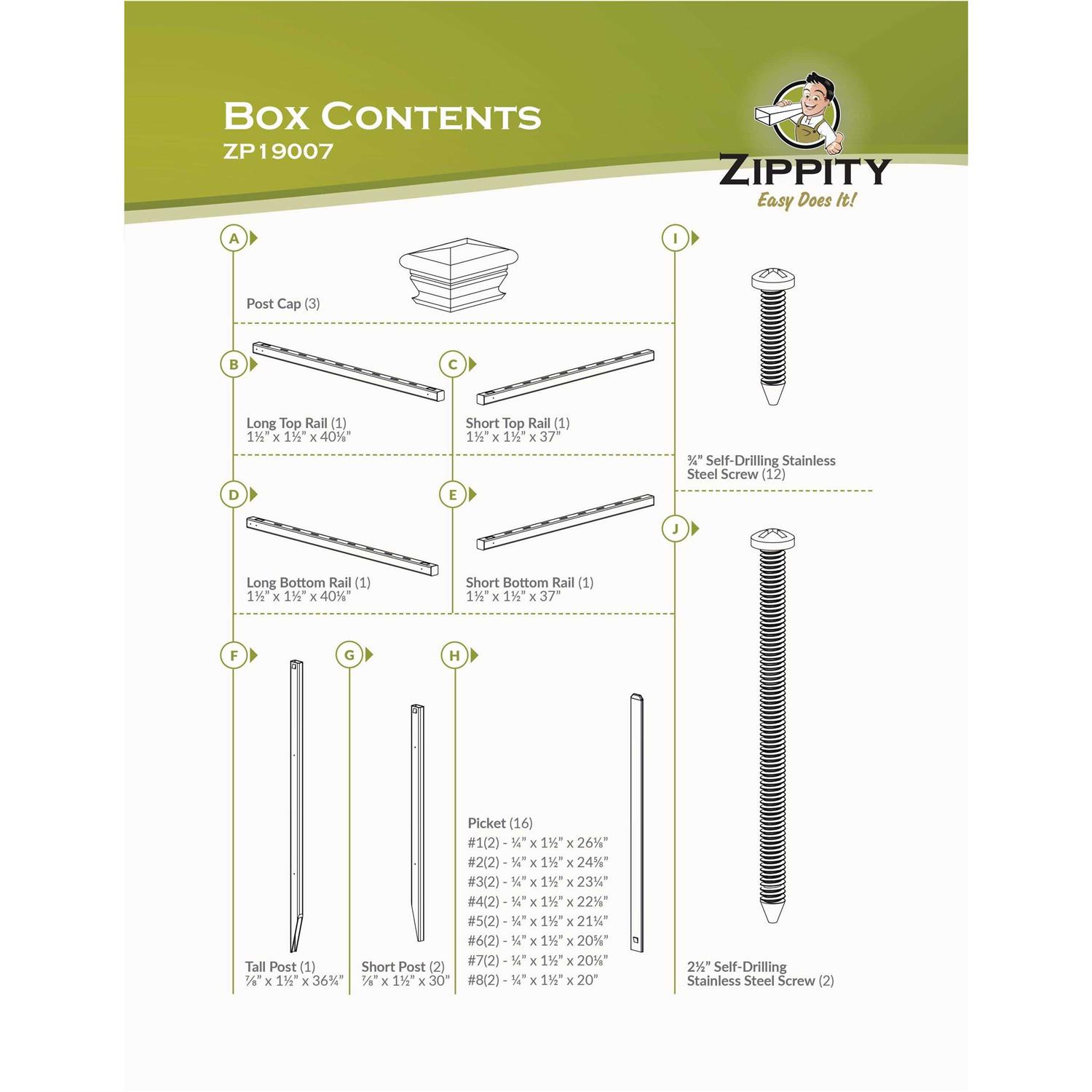 Zippity Outdoor Products No-Dig Ashley Corner White Picket Accent Panel Kit