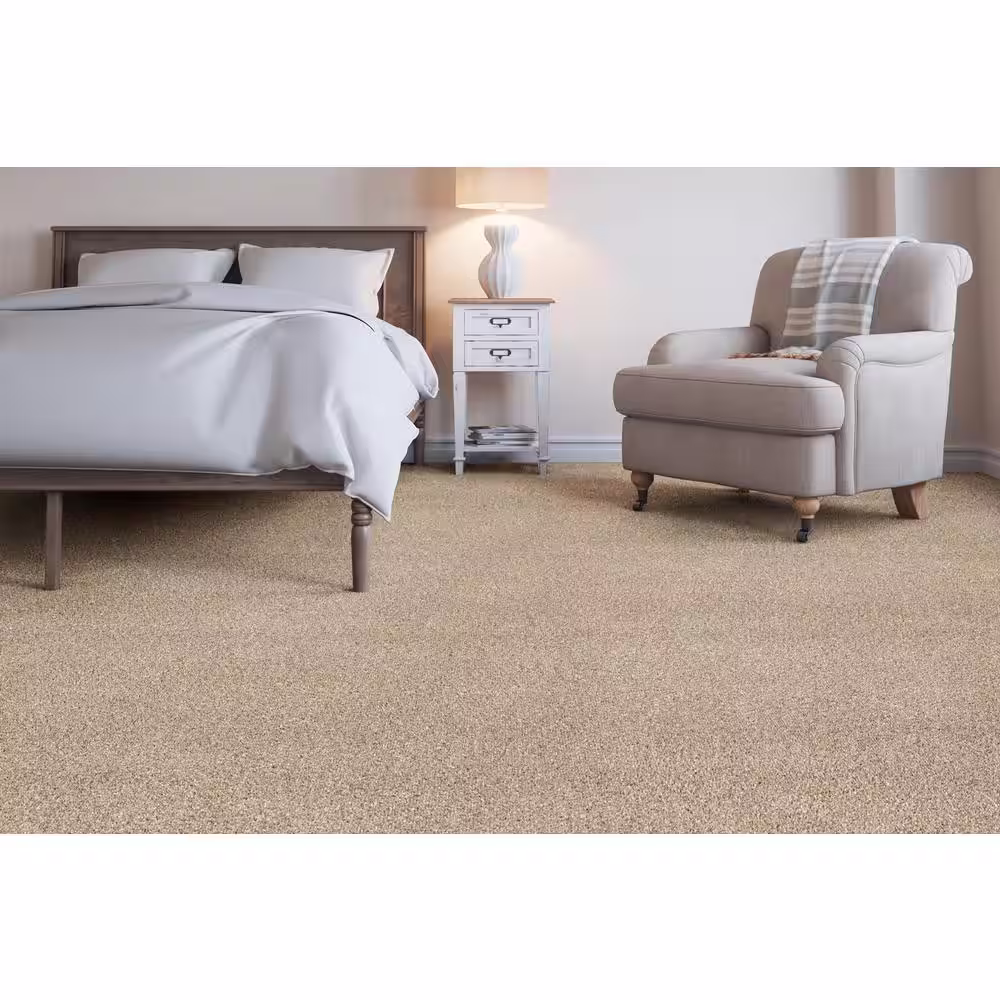 Home Decorators Collection Trendy Threads I - Nifty - Gray 40 oz. SD Polyester Texture Installed Carpet