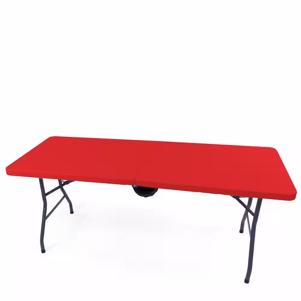 Creative Outdoor Rolling Table and 4 Folding Chairs Combo in Red
