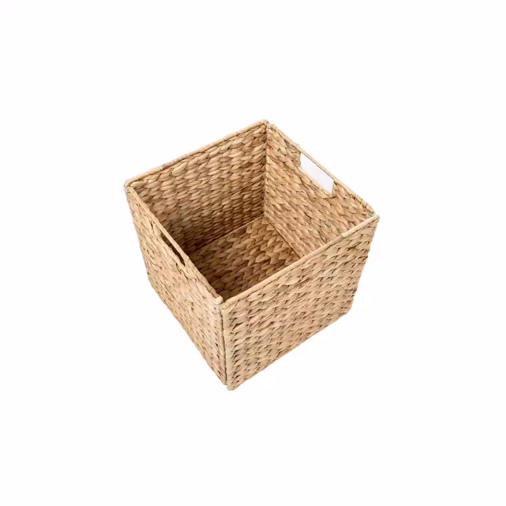 Trademark Innovations 12 in. H x 12 in. W x 12 in. D Tan Wicker Cube Storage Bin 2-Pack