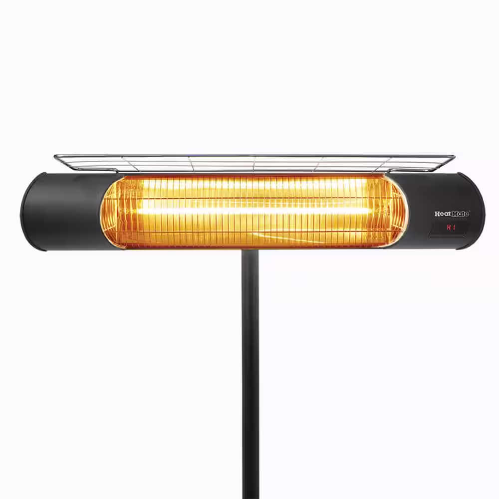 None HeatMate 1000-Watt Metal Weatherproof Graphite Patio Heater with Stand and Remote in Black