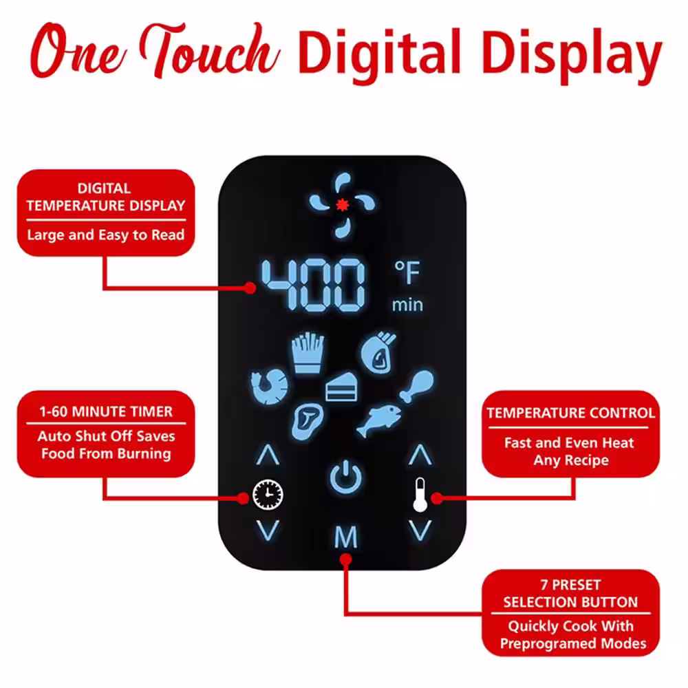 Brentwood Small 1400-Watt 4 qt. Black Electric Digital Air Fryer with Temperature Control