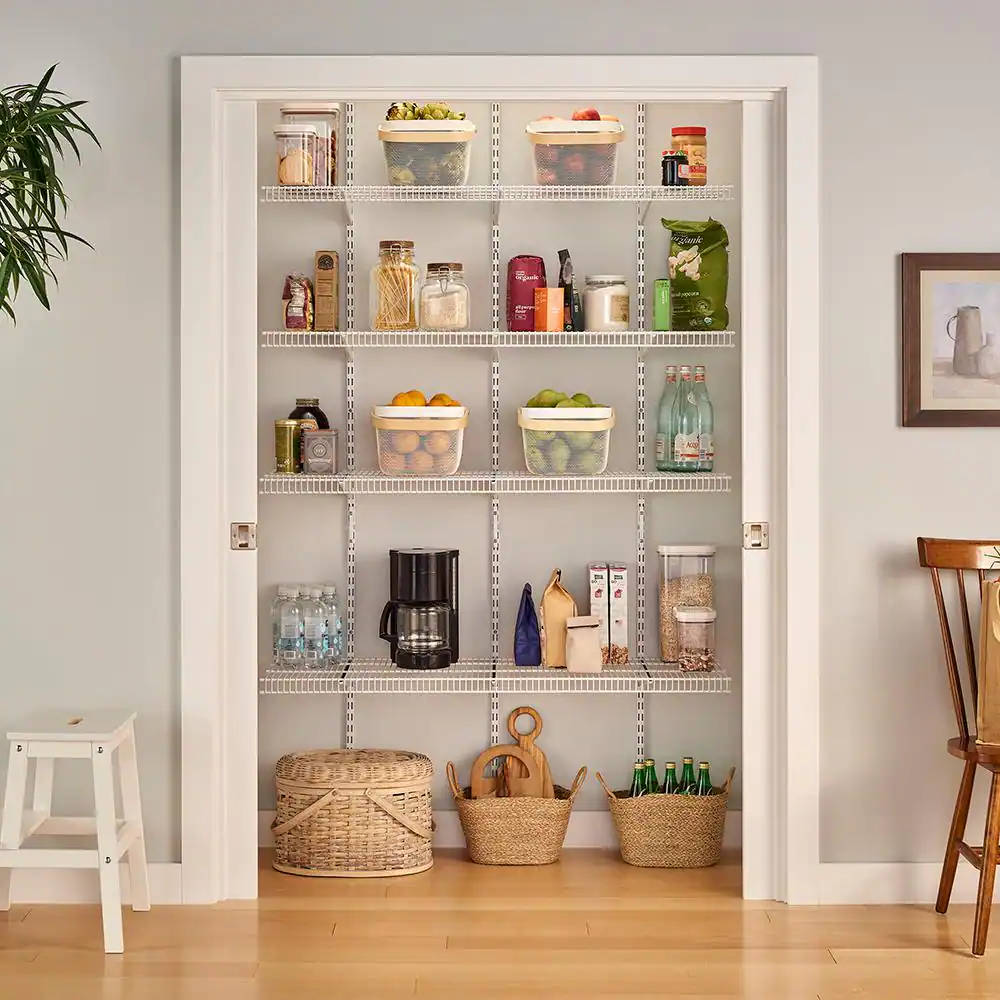 ClosetMaid ShelfTrack 16.75 in. D x 48 in. W x 80 in. H White Wire Utility Steel Closet System Kit