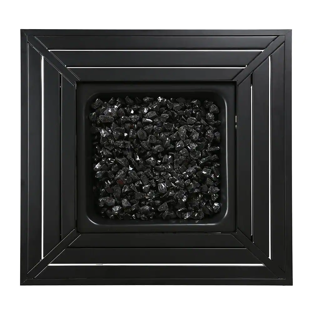 FIRE ISLAND 30 in. W x 24.6 in. H Square Steel Propane Black Slate Fire Pit with Stamped Steel Black Base and 50000 BTU Burner