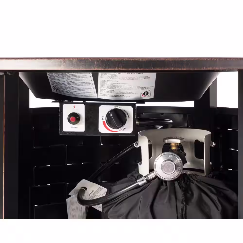 Fire Sense Perissa 44 in. Woven Aluminum LPG Fire Pit in Antique Bronze