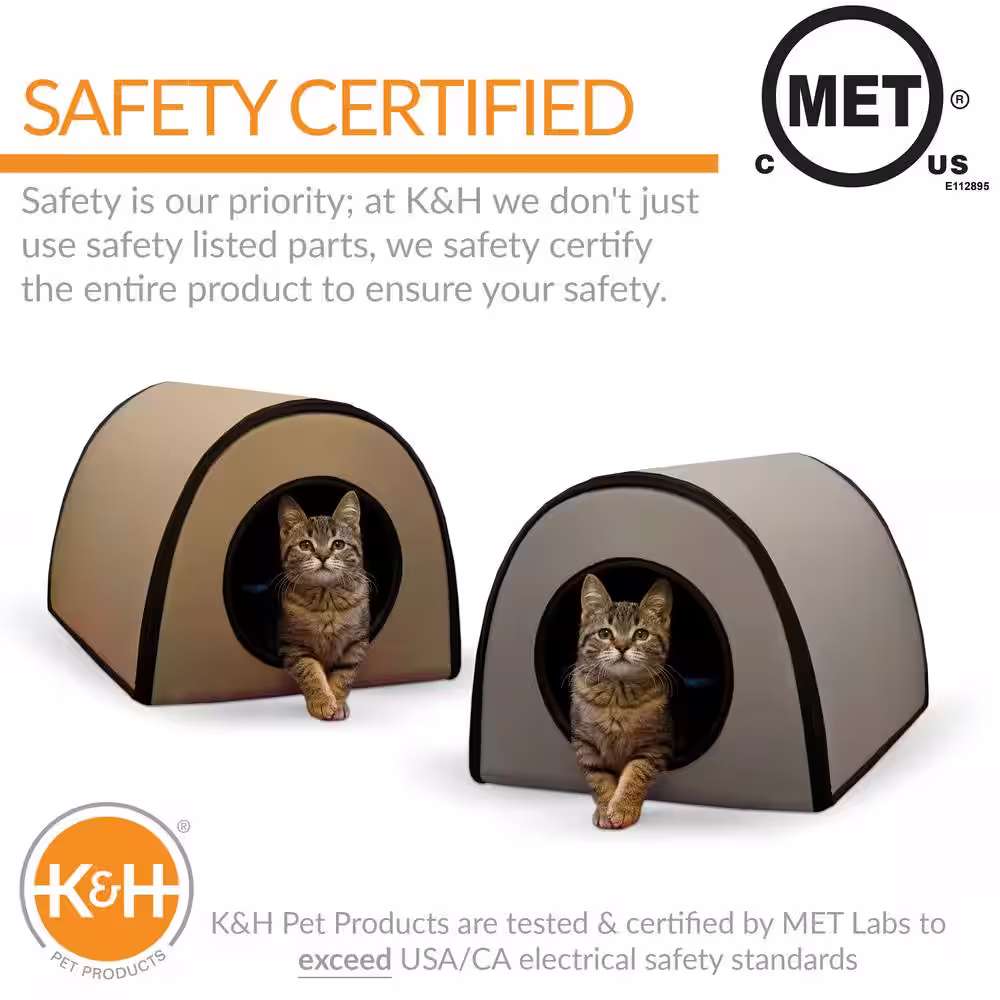 K and H Pet Products 21 in. x 14 in. x 13 in. 25-Watt Tan Mod Thermo-Kitty Shelter