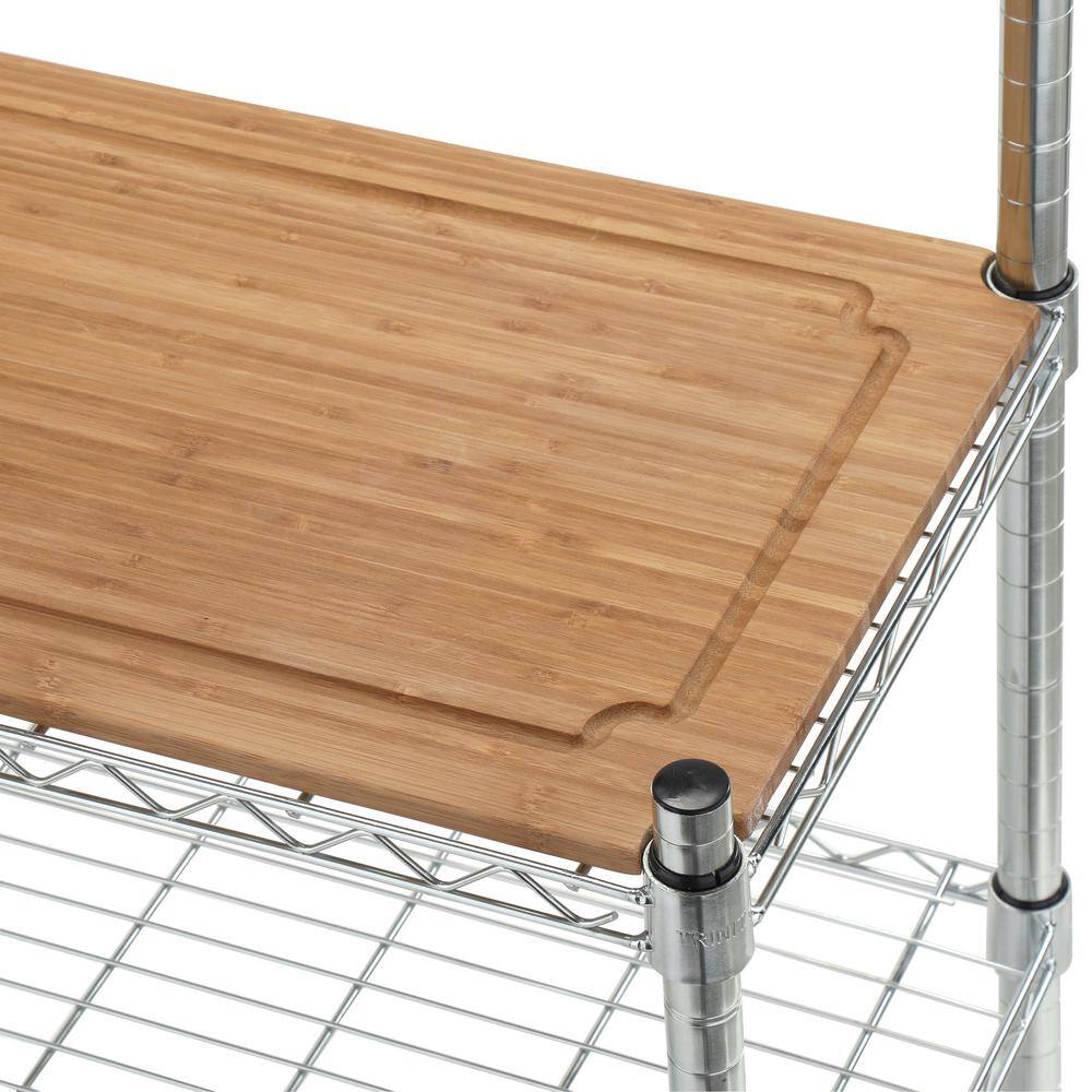 TRINITY Chrome 4-Tier Steel Wire Shelving Unit (14 in. W x 61 in. H x 36 in. D)