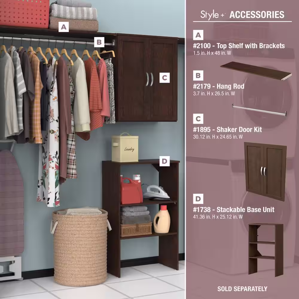 ClosetMaid Style+ 14.59 in. D x 25.12 in. W x 31.28 in. H Chocolate Wood Closet System Hanging Tower