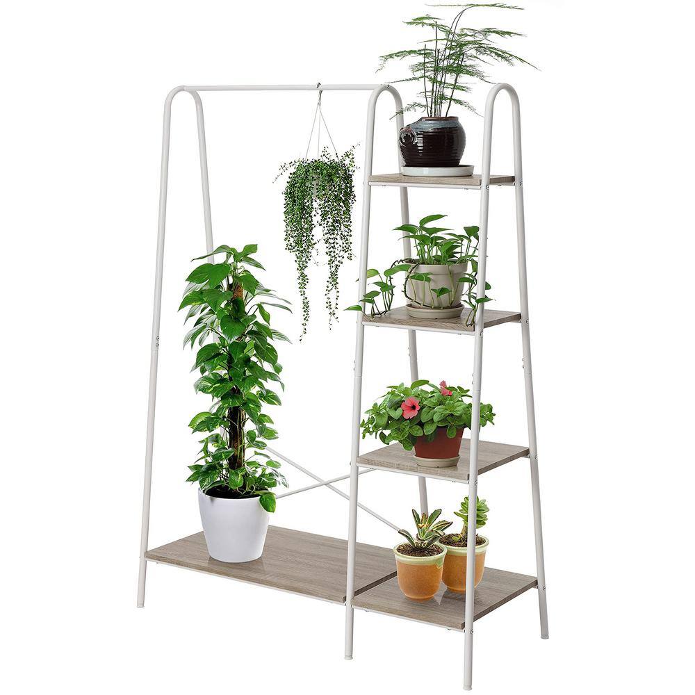 None White Metal Garment Clothes Rack 40 in. W x 63 in. H