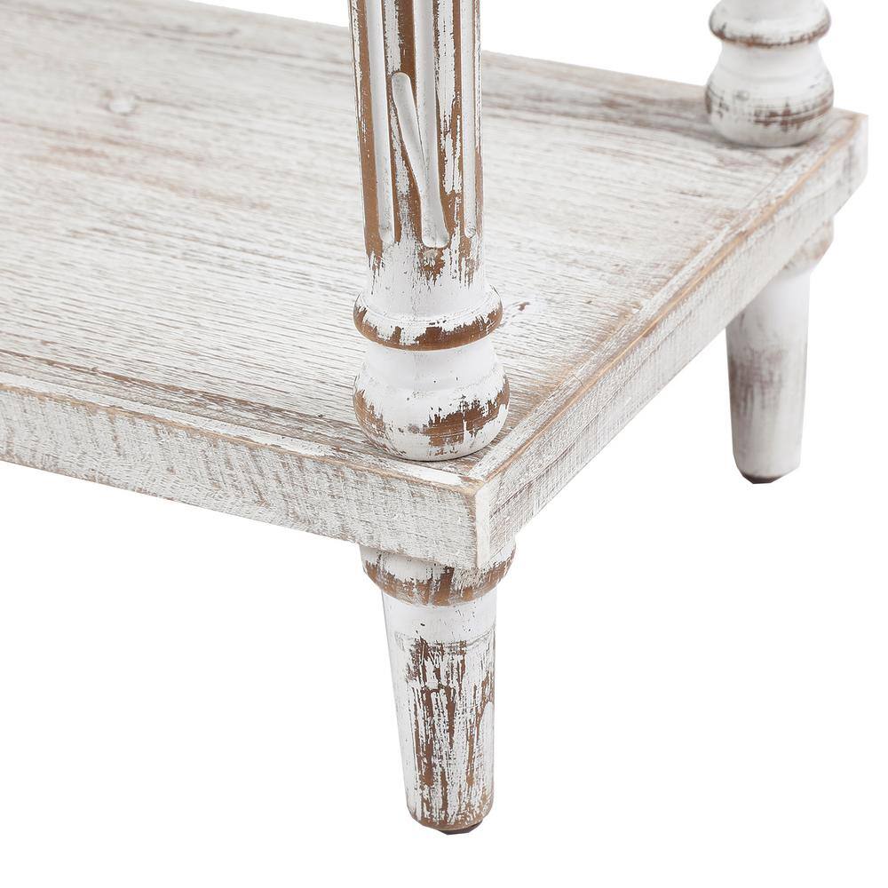 LuxenHome Farmhouse 48 in. White/Dark Gray Standard Rectangle Wood Console Table with Drawers