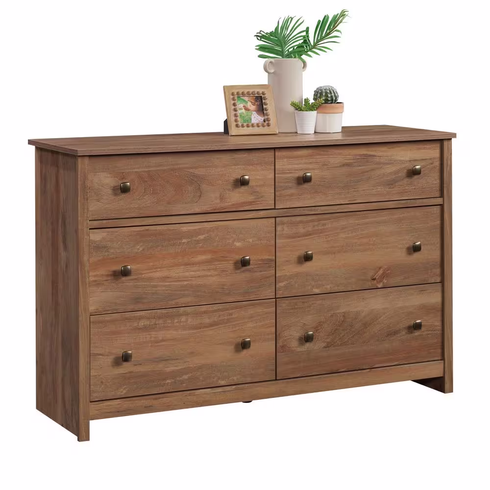 SAUDER River Ranch 6-Drawer Sindoori Mango Dresser 32.677 in. x 50.551 in. 16.929 in.