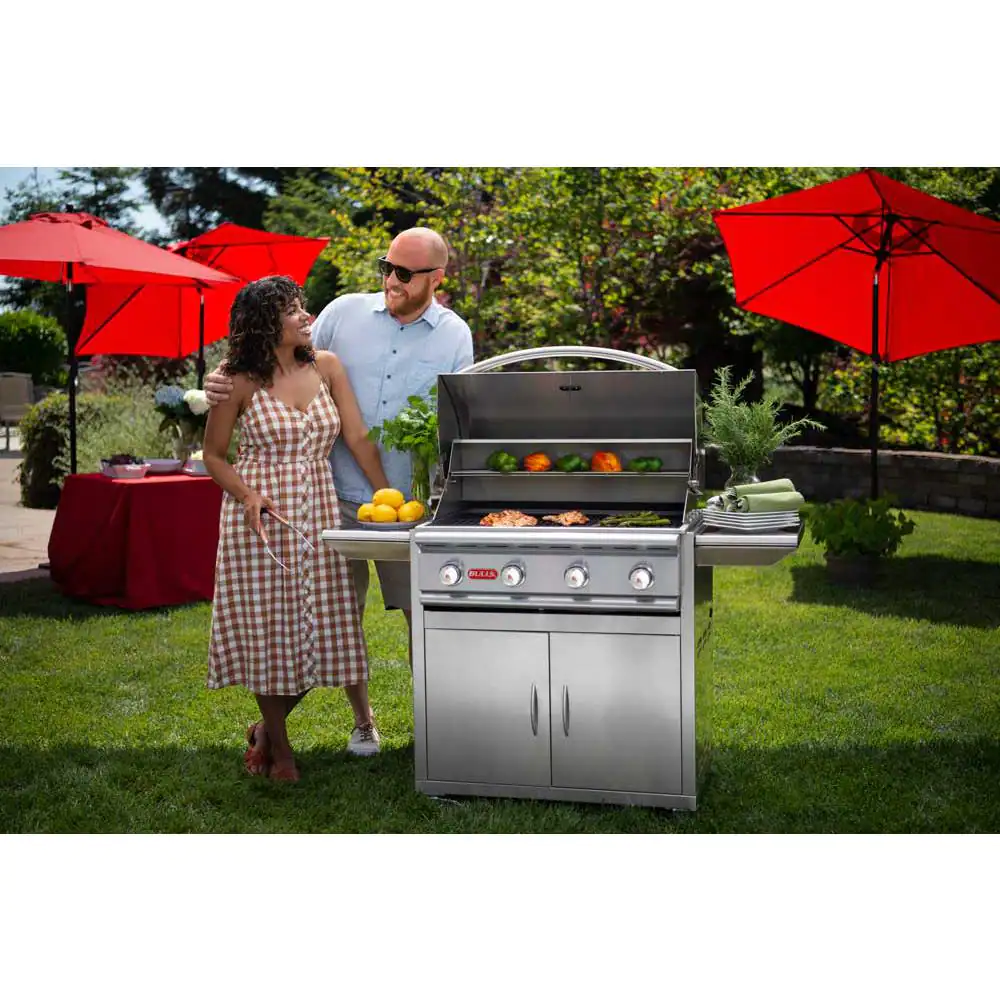 BULL Stallion 4-Burner Cart Propane Grill in Stainless Steel
