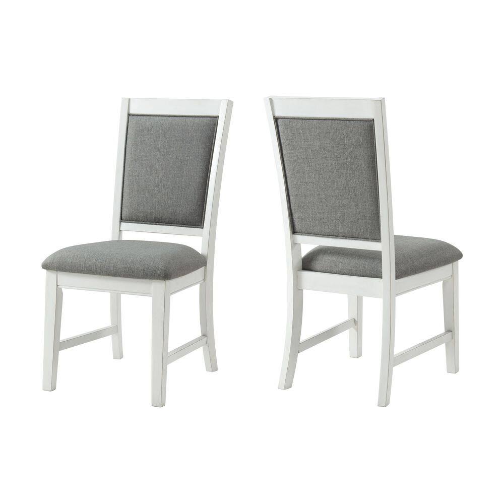 Martin Svensson Home Del Mar Antique White and Grey Linen Upholstered Dining Room Side Chair (Set of 2)