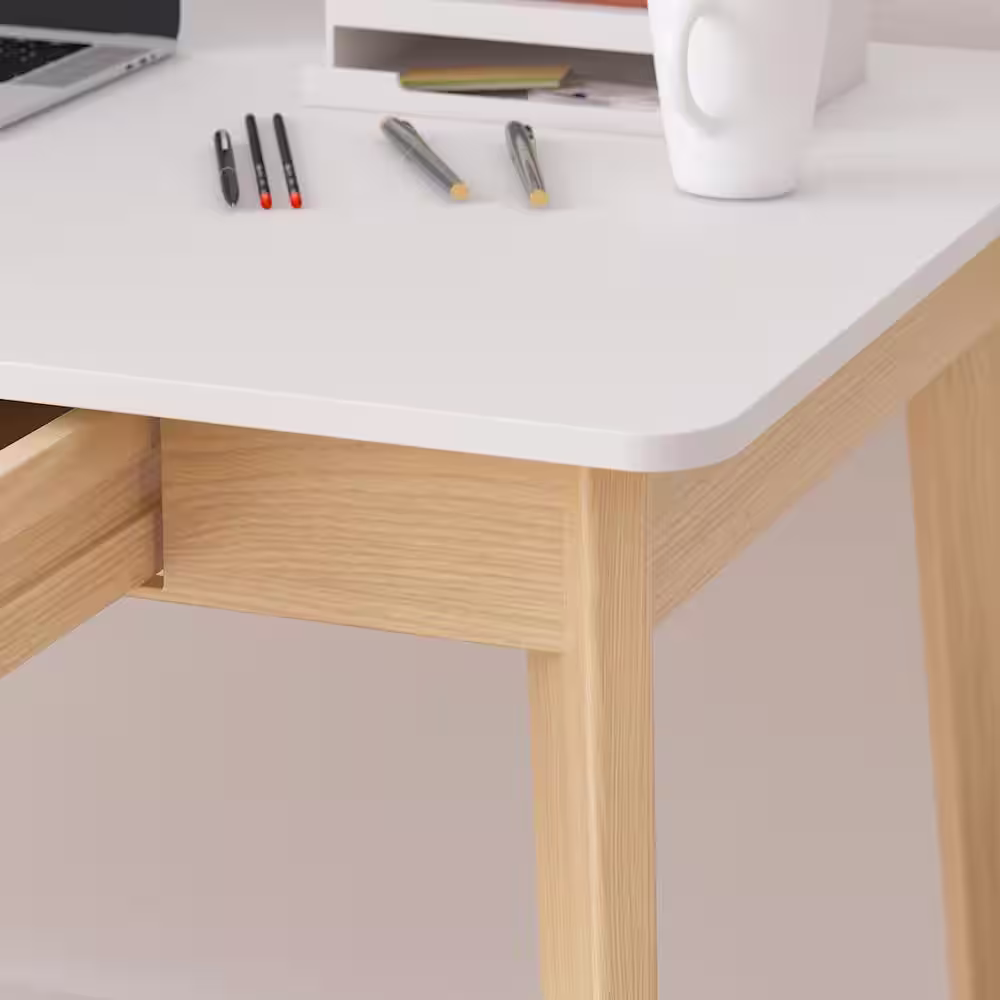 None 47.2 in. W x 21.7 in. D x 29.5 in. H White Rectangular MDF Computer Desk with 2-Drawers