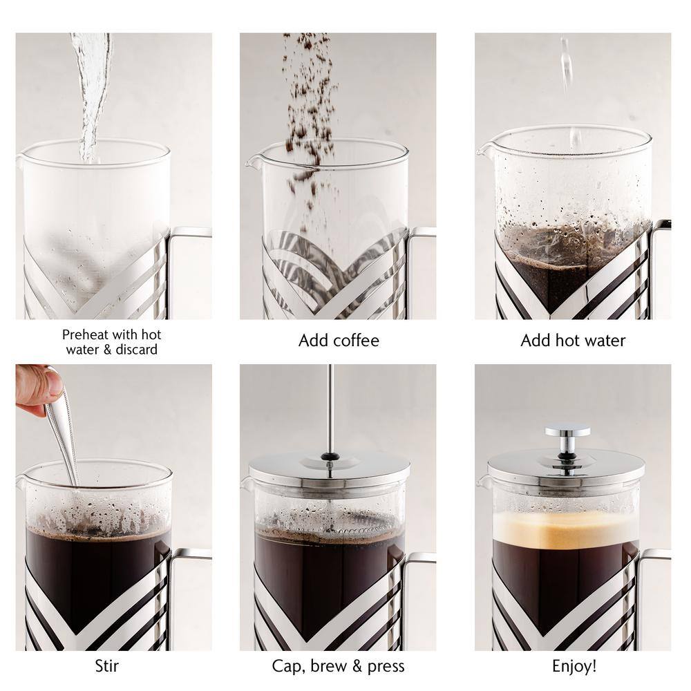 OVENTE 8 Cup Stainless Steel French Press Coffee Maker