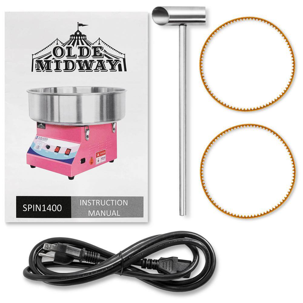 Olde Midway 1000 W Pink Tabletop Cotton Candy Machine