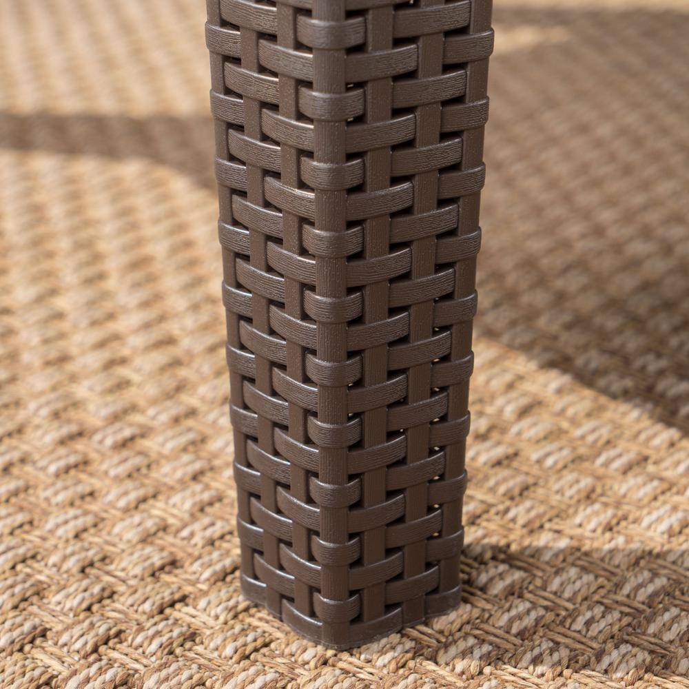 Noble House 5-Piece Faux Wicker Patio Conversation Set with Mixed Beige Cushions