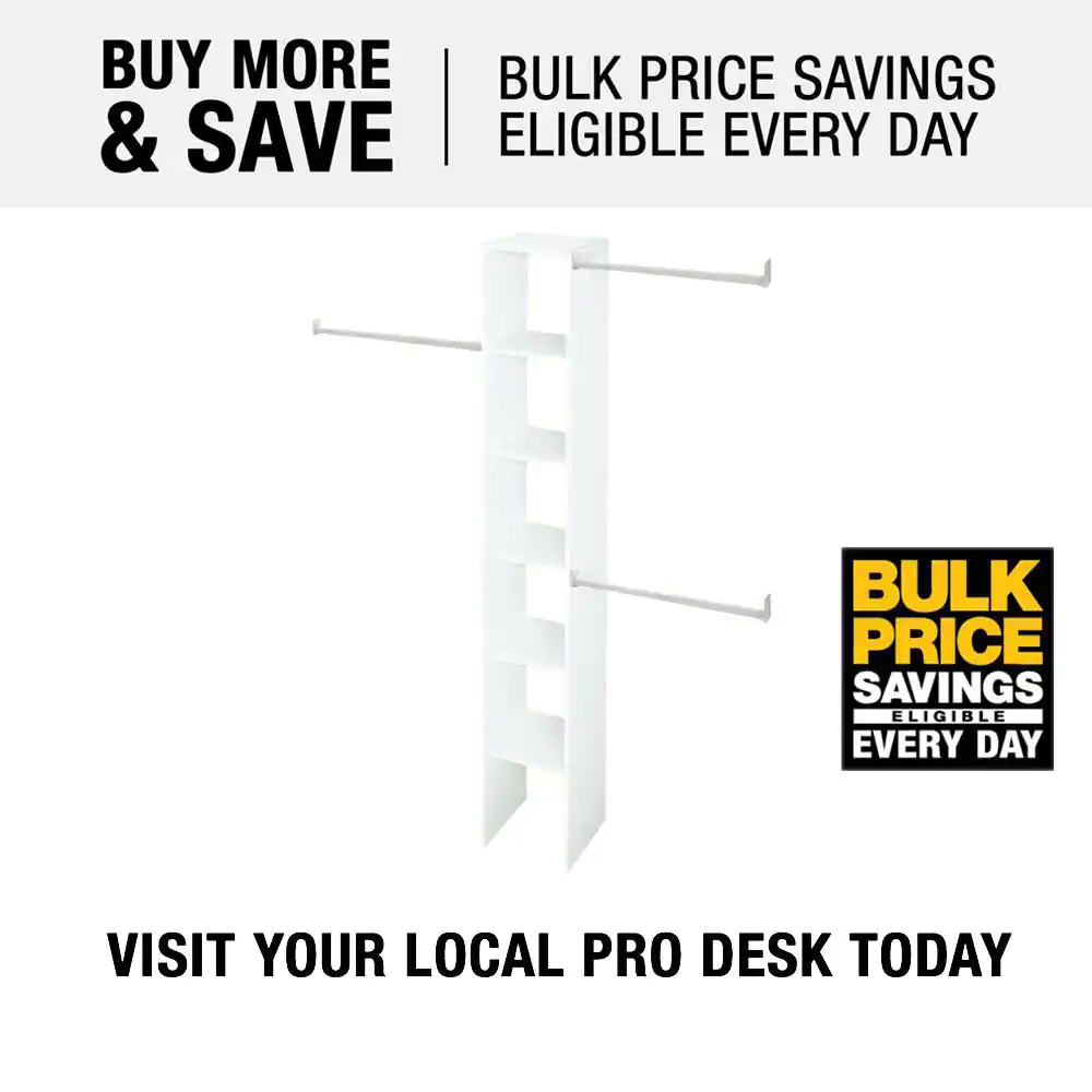 ClosetMaid Selectives 12 in. W White Custom Tower Wall Mount 6-Shelf Wood Closet System