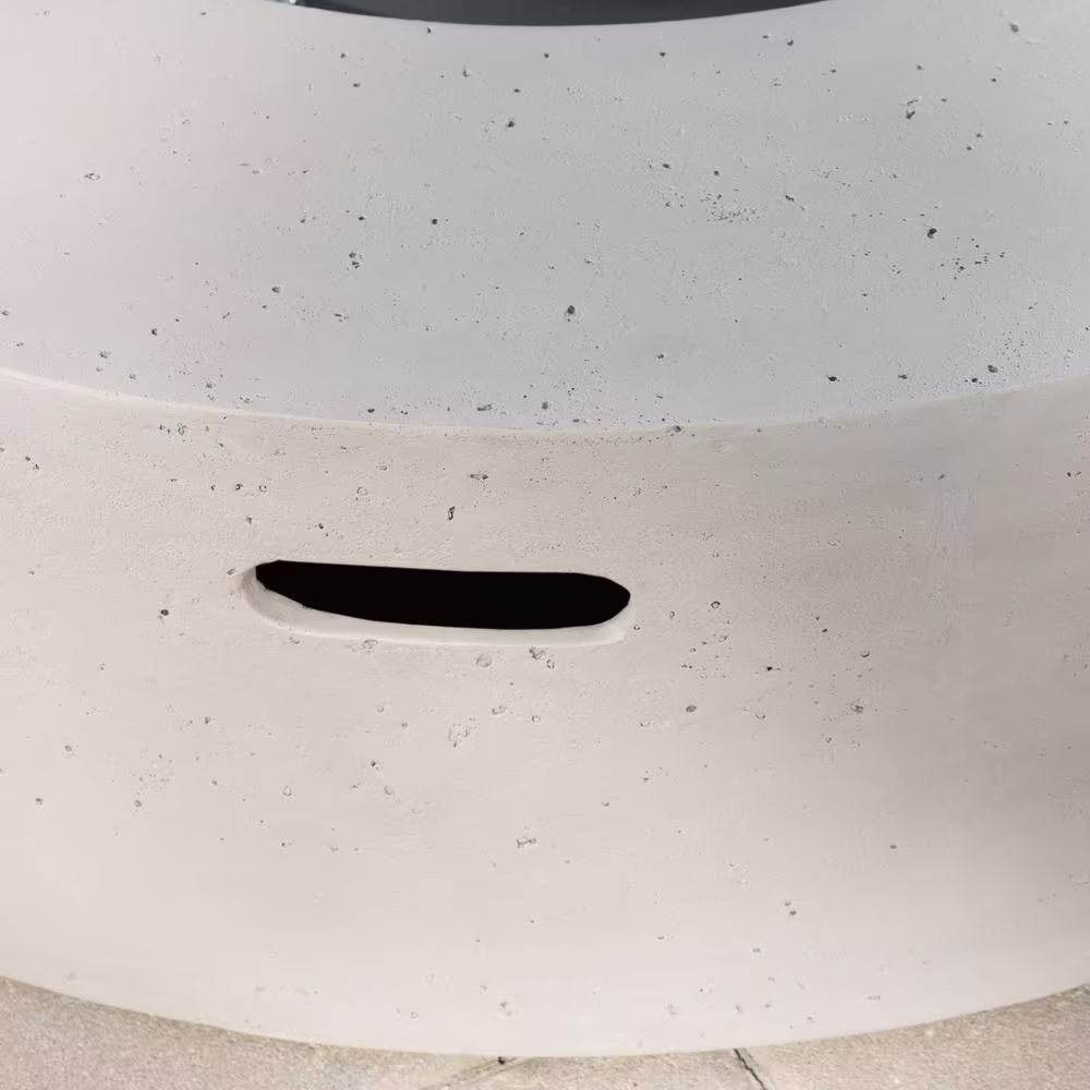 Noble House Aidan 39 in. x 11.47 in. Round MGO Gas Fire Pit Table in Light Grey 50,000 BTU with Tank Holder