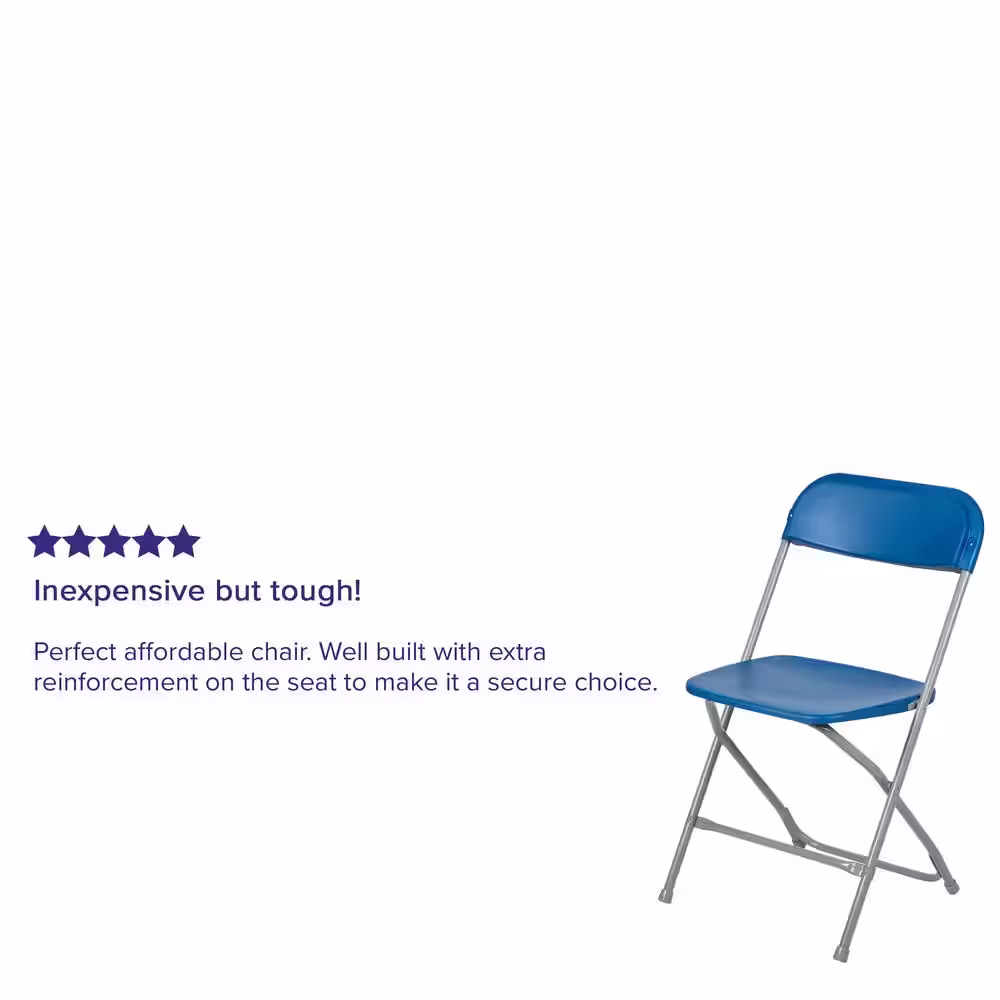 Carnegy Avenue Blue Plastic Seat with Metal Frame Folding Chair (Set of 2)