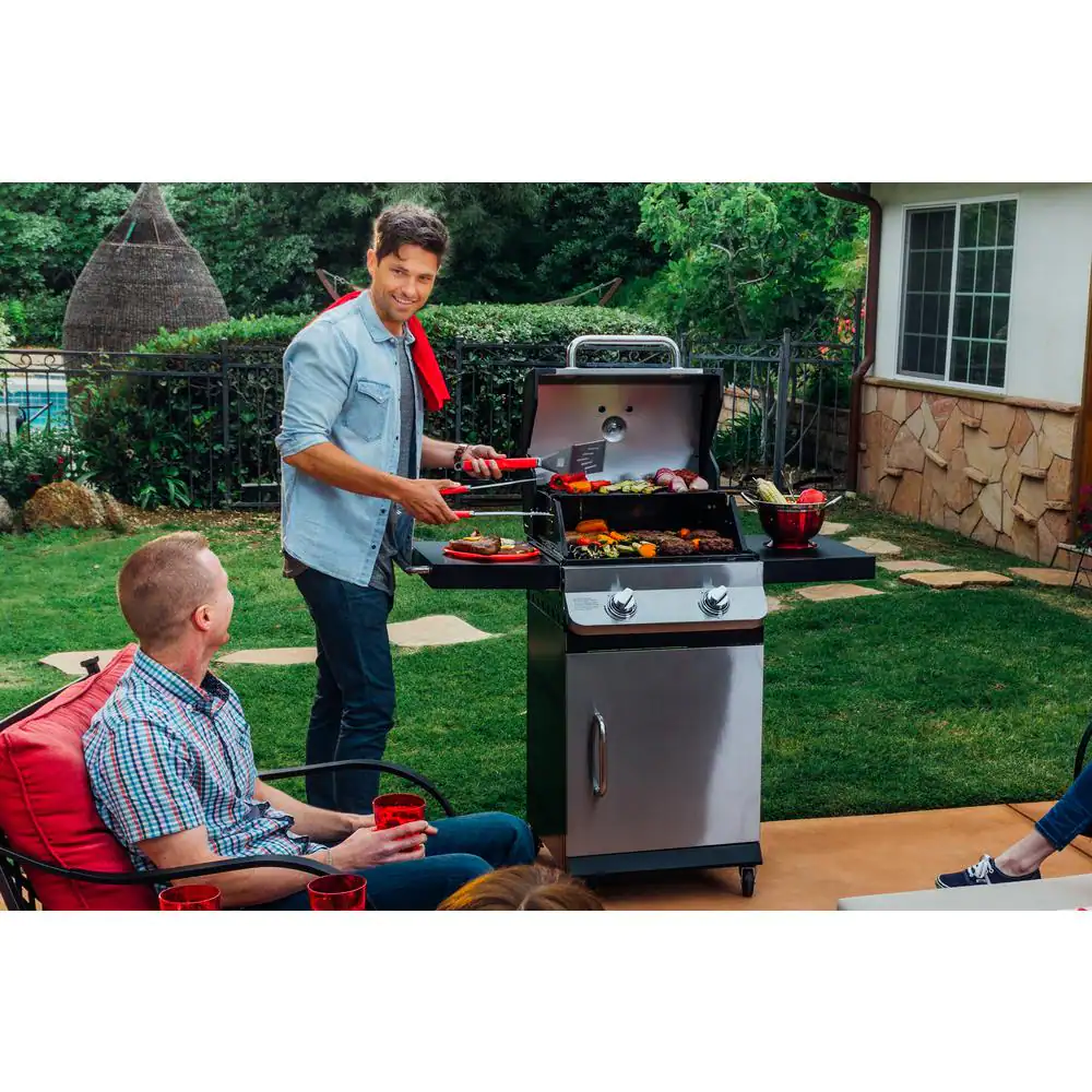Dyna-Glo Premier 2-Burner Propane Gas Grill in Stainless Steel with Built-In Thermometer