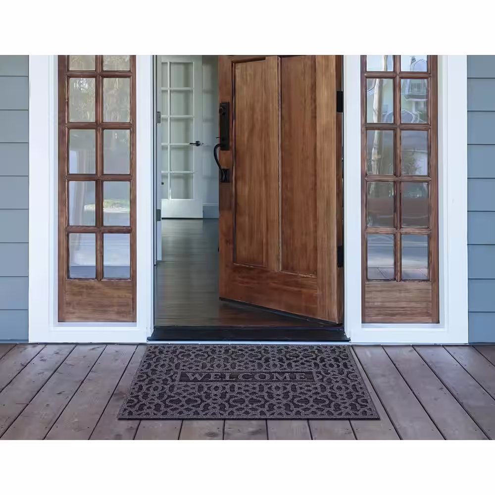 StyleWell Geo Welcome Charcoal 24 in. x 36 in. Door Mat