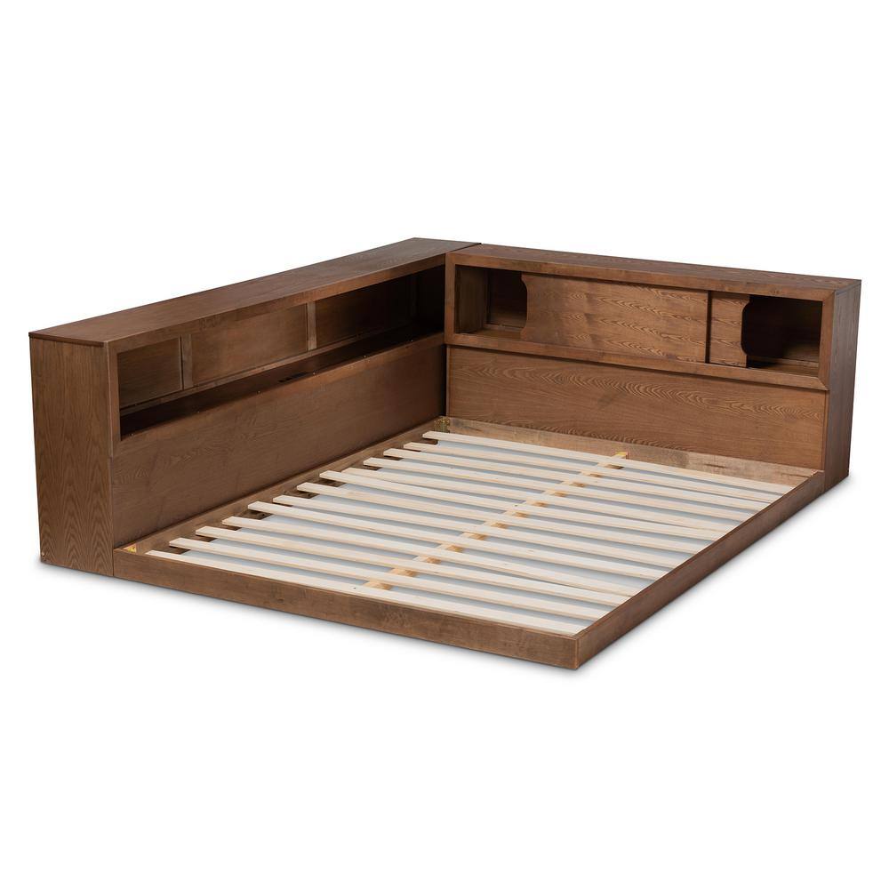 Baxton Studio Erie Walnut Queen Platform Storage Bed