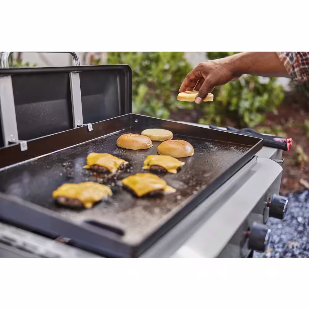 Weber 3 Burner Propane Gas Grill 28 in. Flat Top Griddle Combo with Griddle Starter Set
