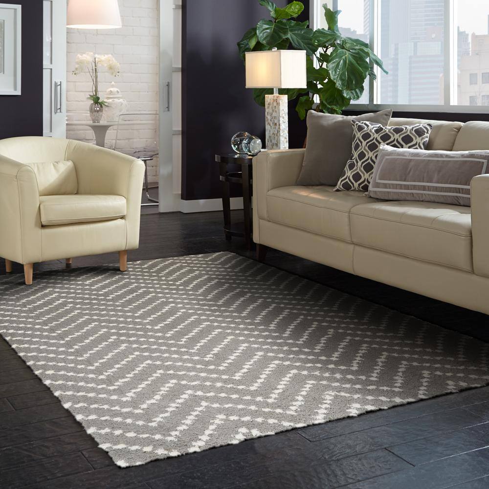 Home Decorators Collection Chevron Shag Tan 8 ft. x 10 ft. Area Rug