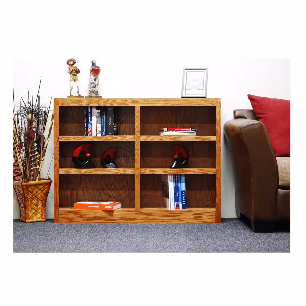 Concepts In Wood 36 in. Dry Oak Wood 6-shelf Standard Bookcase with Adjustable Shelves
