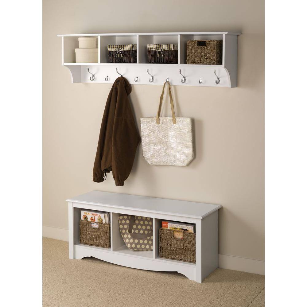 Prepac 60 in. Wall-Mounted Coat Rack in White