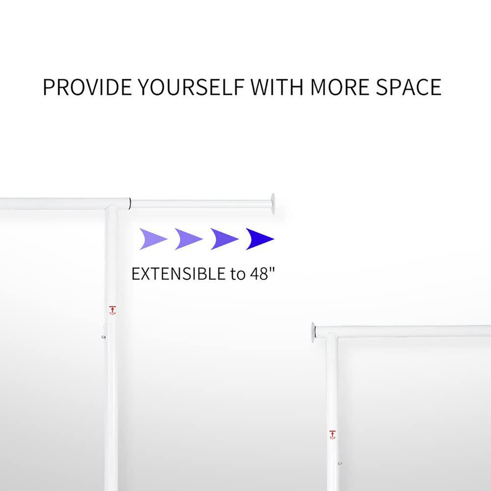 None White Metal Garment Clothes Rack with Wheels 48 in. W x 59 in. H