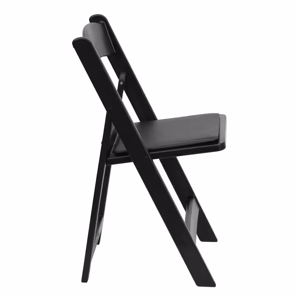 Flash Furniture Hercules Series 1000 lb. Capacity Black Resin Folding Chair with Black Vinyl Padded Seat